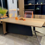 Elegant Vista Office Table featuring AL-Noor MDF, MS powder-coated legs, and modern design.